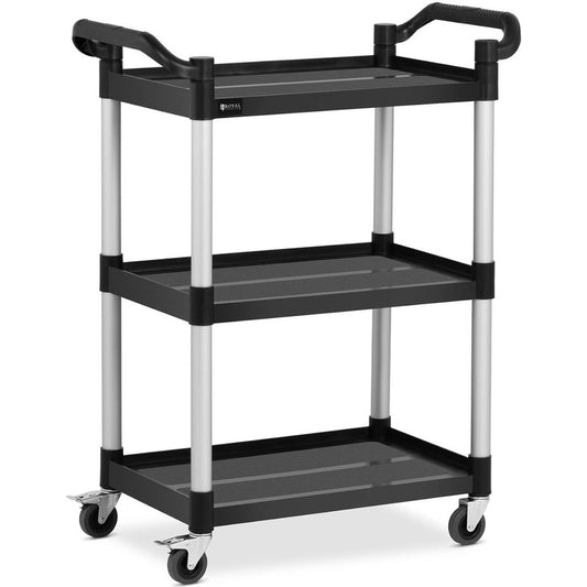Service Waiter Cart with 3 Plastic Shelves 63 X 40Cm Up to 90Kg