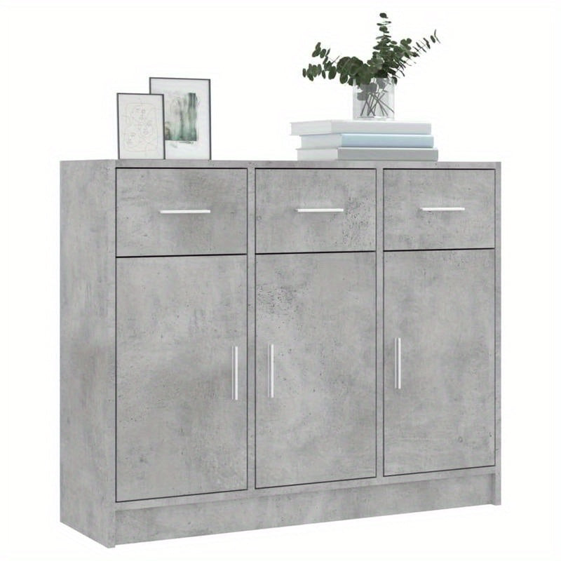 Dressoir – Sideboard – Buffetkast – Opbergkast – Kast – Betonlook Grijs – Duurzaam Hout – 91x28x75 cm Compact