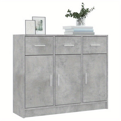 Dressoir – Sideboard – Buffetkast – Opbergkast – Kast – Betonlook Grijs – Duurzaam Hout – 91x28x75 cm Compact
