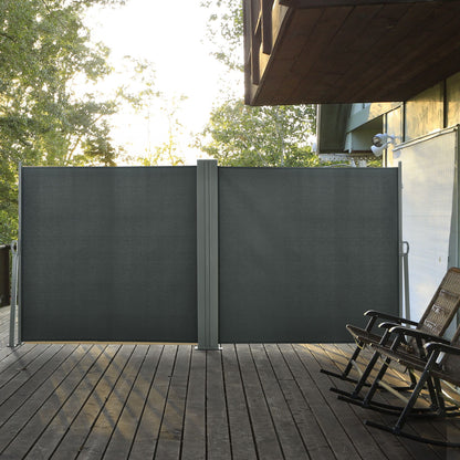 Uittrekbaar Scherm – Tuinafscheiding – Windscherm – Privacydoek – Balkonwand – Dubbelzijdige Privacy – 6 Meter Lang x 1,80 Meter Hoog – Anti-UV Polyester 180 g/m² Grijs