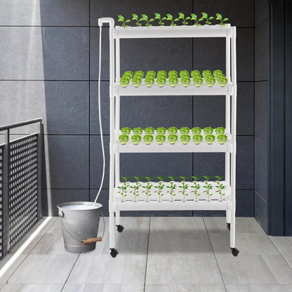 Hydroponicsysteem – Hydrocultuur Kweeksysteem – Hydrocultuur Rek – Hydroponic Kit – Indoor Tuin – 108 Plantplaatsen – Automatisch Watersysteem – Modern Wit Multi-etalage Ontwerp