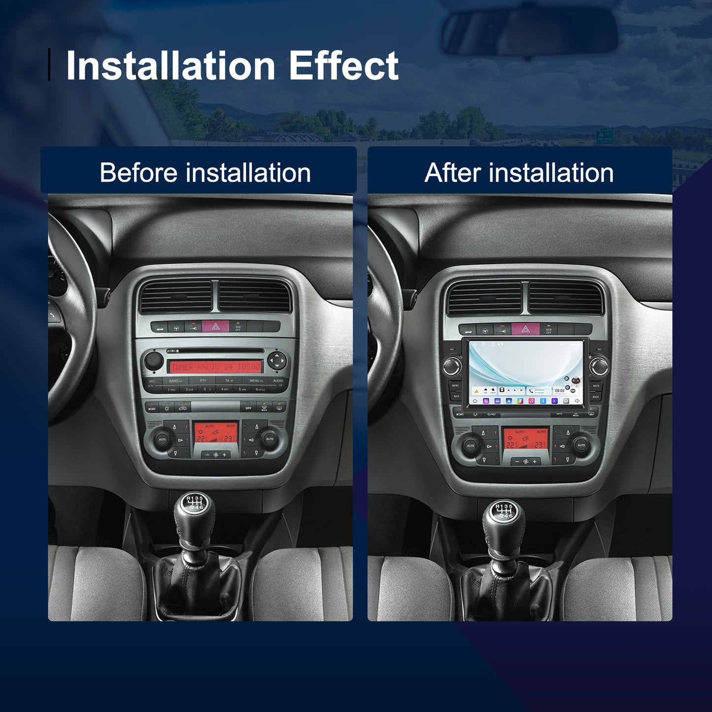 Autoradio – Android Radio – Auto Stereo – Multimedia Speler – Navigatiesysteem – 7 Inch HD Touchscreen – Draadloos CarPlay & Android Auto – Inclusief AHD Achteruitrijcamera & Microfoon