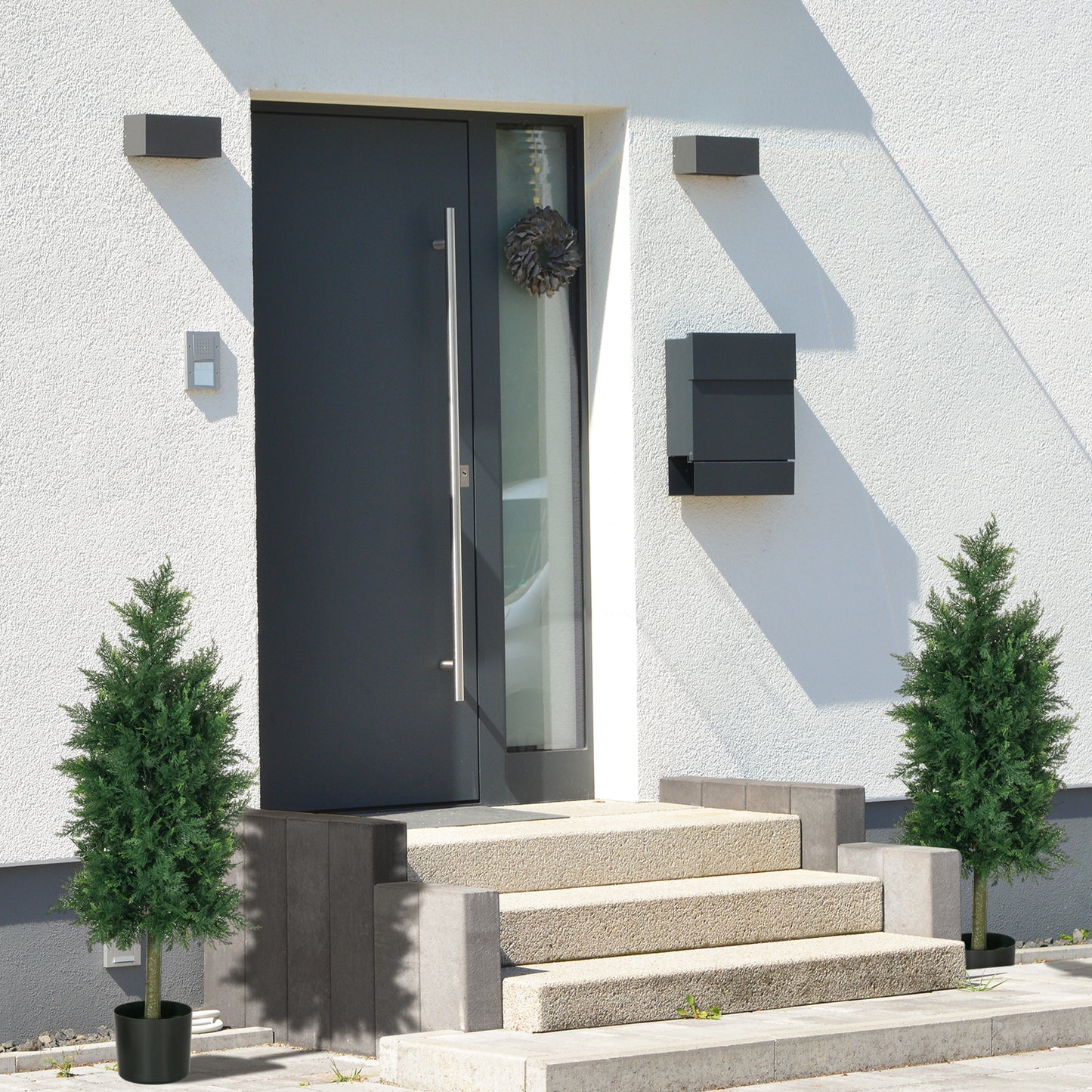Kunstcederboom – Kunstboom – Kunstplant – Kunstconifeer – Kunsttak – Set van 2 – UV-bestendig – 90 cm hoog