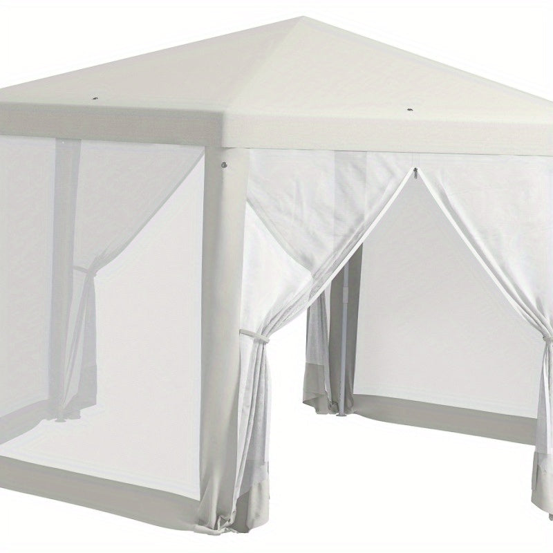 Partytent 4x4m – Tuinkamer – Evenemententent – Paviljoen – Overkapping – Hexagonale Vorm – Muggennet – Waterbestendig Polyester Dak
