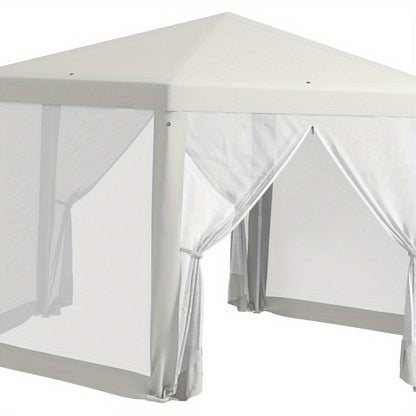Partytent 4x4m – Tuinkamer – Evenemententent – Paviljoen – Overkapping – Hexagonale Vorm – Muggennet – Waterbestendig Polyester Dak