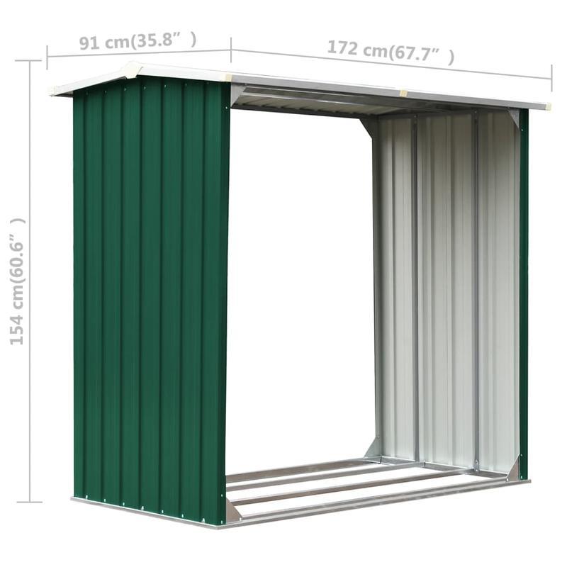 Heavy-Duty Metal Outdoor Storage Shed - 172x91x154cm Green Solid Structure with Ventilation Holes, Durable Weather-Resistant Design for Firewood, Tools & Garden Supplies - Multi-Purpose Organizer for Backyard, Patio, Garage,
