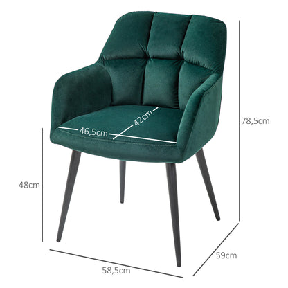 Loungechair – Fauteuil – Relaxstoel – Zitzak – Accentstoel – Donkergroen – Fluwelen Look – Verstelbare Voetjes