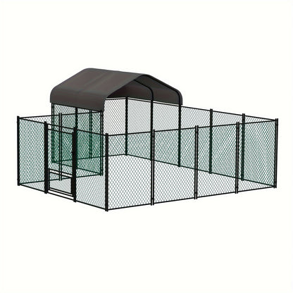 Outdoor Metal Chicken Coop Cage: Heavy Duty Galvanized Metal Chicken Coop, Poultry Run Walk In Cage, With Oxford Anti-Ultraviolet Cover And Water Resistant Cover, For Outdoor Hens, Ducks, Gooses, For Yard, Farm