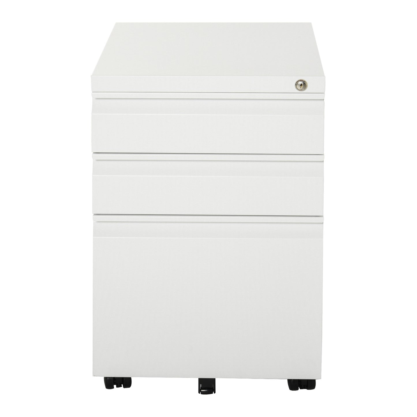 Rollcontainer – Bureaukast – Ladeblok – Kantoorcontainer – Archiefkast – Met 3 Lades – Wit Staal – Lockable – Met Wieltjes – 39x48x60 cm