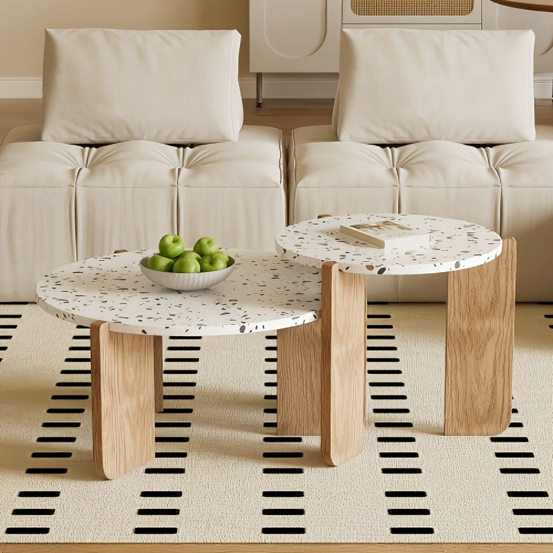 Bamboe Salontafel – Bijzettafel – Side Table – Balkon Tafeltje – Witte Set van 2 – Duurzaam Bamboo Materiaal – Geen Montage Nodig