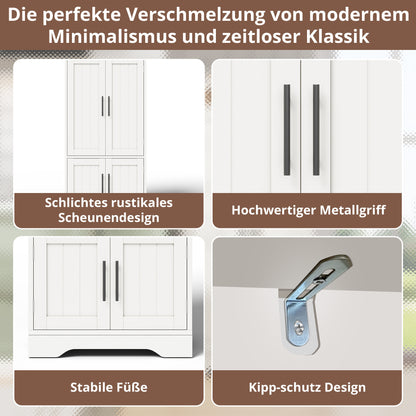 Keukenkast – Opbergkast – Dressoir – Buffetkast – Kastenmeubel – Wit – 120x60x40 cm – Verstelbare Legplanken & Magneetsluiting