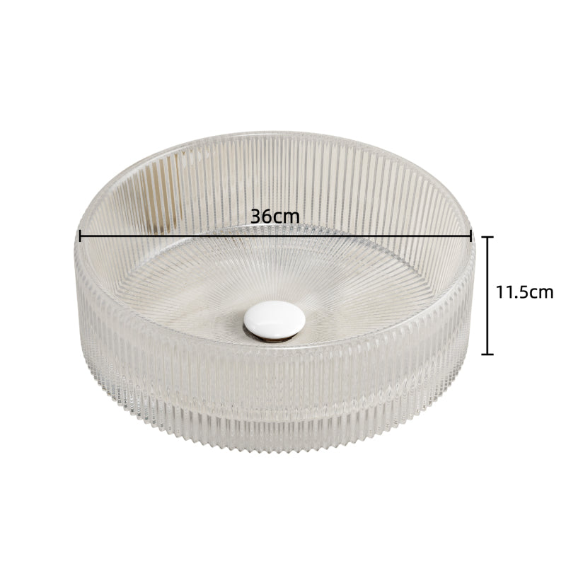 Waskom – Wasbak – Wastafel – Waskom Opbouw – Badkamerkom – Rond Kristalglas – 36 cm Diameter – Gemakkelijk Schoon Te Maken