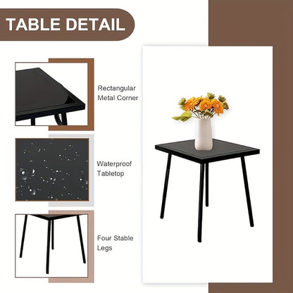 Balkonset – Balkonmeubelset – Bistroset – Tuinset – Loungeset – Weerbestendig – Stalen Frame Met Glazen Tafelblad