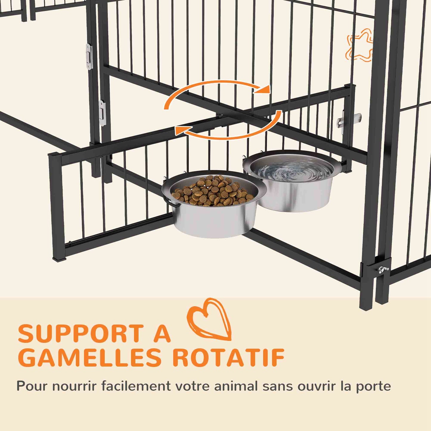 Buitenkennel Honden – Hondenren – Hondenhok – Hondenkooi – Buitenverblijf – Robuust Roestvrij Staal – Waterdicht Oxford Dak – Café Kleur – 211x211x151 cm – Veilig en Ruim