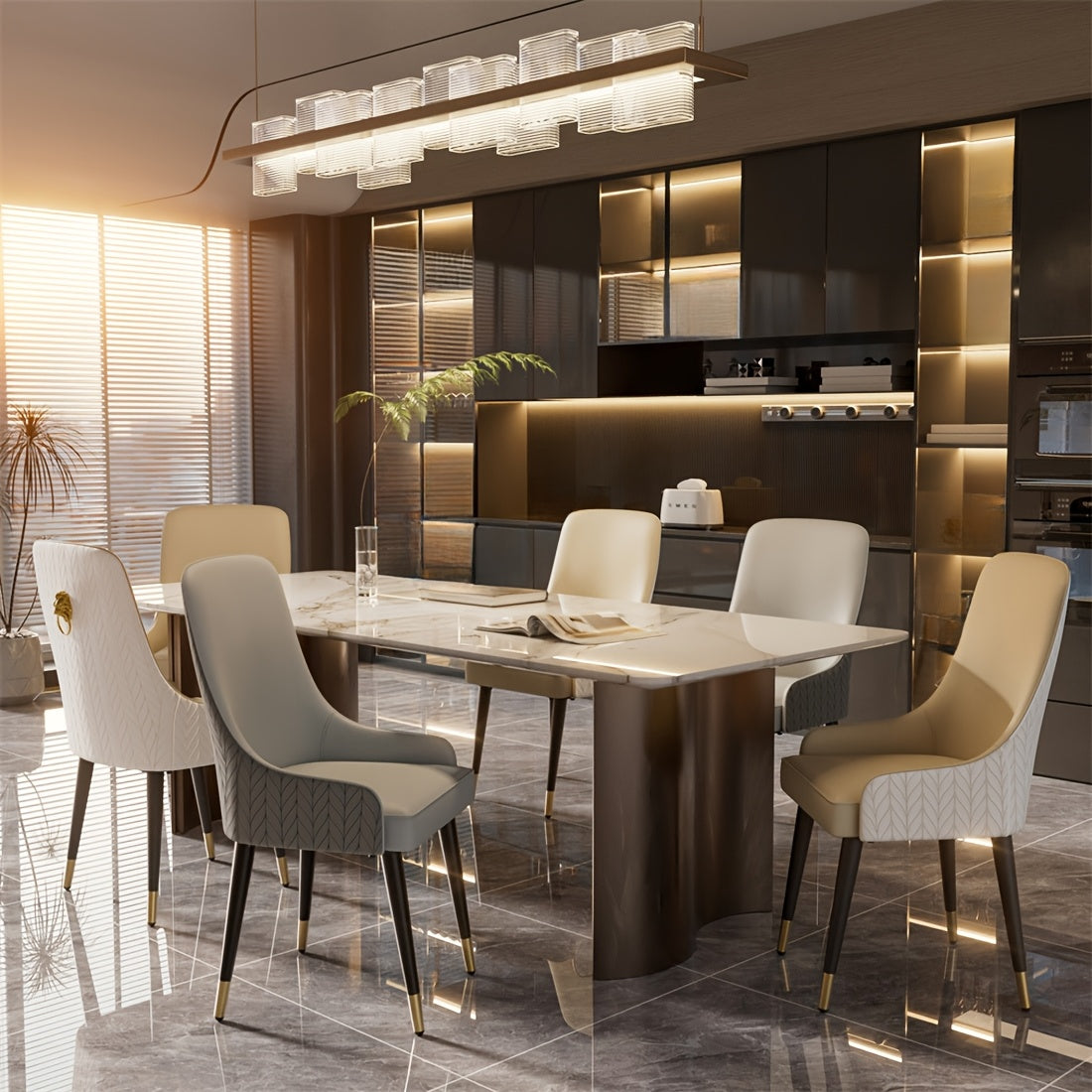 Eetkamerstoel – Stoel – Kuipstoel – Accentstoel – Comfortstoel – Set van 2 – Kunstleer Bekleding – Memory Foam Zitting – Carbon Stalen Frame – Hoge Rugleuning Met Leeuwenkopdetail