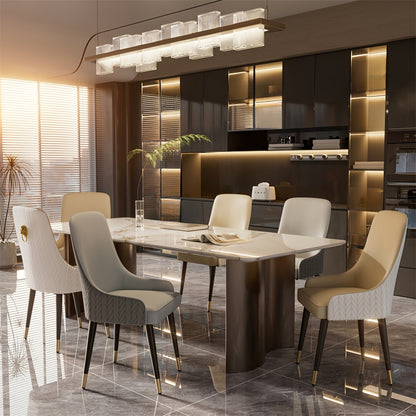 Eetkamerstoel – Stoel – Kuipstoel – Accentstoel – Comfortstoel – Set van 2 – Kunstleer Bekleding – Memory Foam Zitting – Carbon Stalen Frame – Hoge Rugleuning Met Leeuwenkopdetail