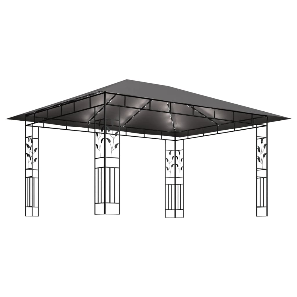 Tuinpaviljoen – Tuinoverkapping – Pergola – Prieel – Tuinhoek – Met Lichtslingers – Stevige Stalen Constructie – Afmeting 4x3x2,73m Anthraciet