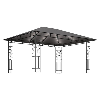 Tuinpaviljoen – Tuinoverkapping – Pergola – Prieel – Tuinhoek – Met Lichtslingers – Stevige Stalen Constructie – Afmeting 4x3x2,73m Anthraciet