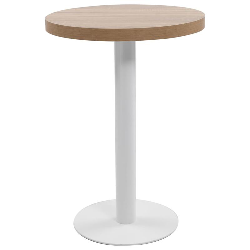 Bistrotically light brown 60cm MDF This bistro-style table is stylish and will be the focal point of your decor. It can also be used as a dining table. Practical and durable, it cleans easily with a damp cloth., Bistro Table,