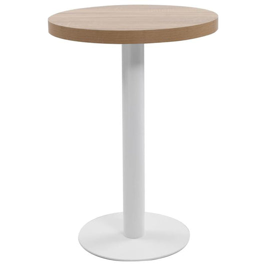 Bistrotically light brown 60cm MDF This bistro-style table is stylish and will be the focal point of your decor. It can also be used as a dining table. Practical and durable, it cleans easily with a damp cloth., Bistro Table,