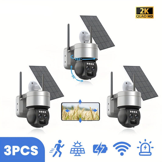 Draadloze Beveiligingscamera Set – Wifi Beveiligingscamera – Buiten Camera – 3MP HD Camera – Kleurennachtzicht – Bewegingsdetectie – Oplaadbare Batterij