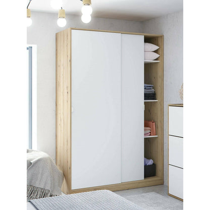 Wardrobe 2 in Front of Dnoce, Bedroom Closet, Furniture with 4 Shelves And Clothes Rail, 120X50H200 Cm, Available in 4 Colors