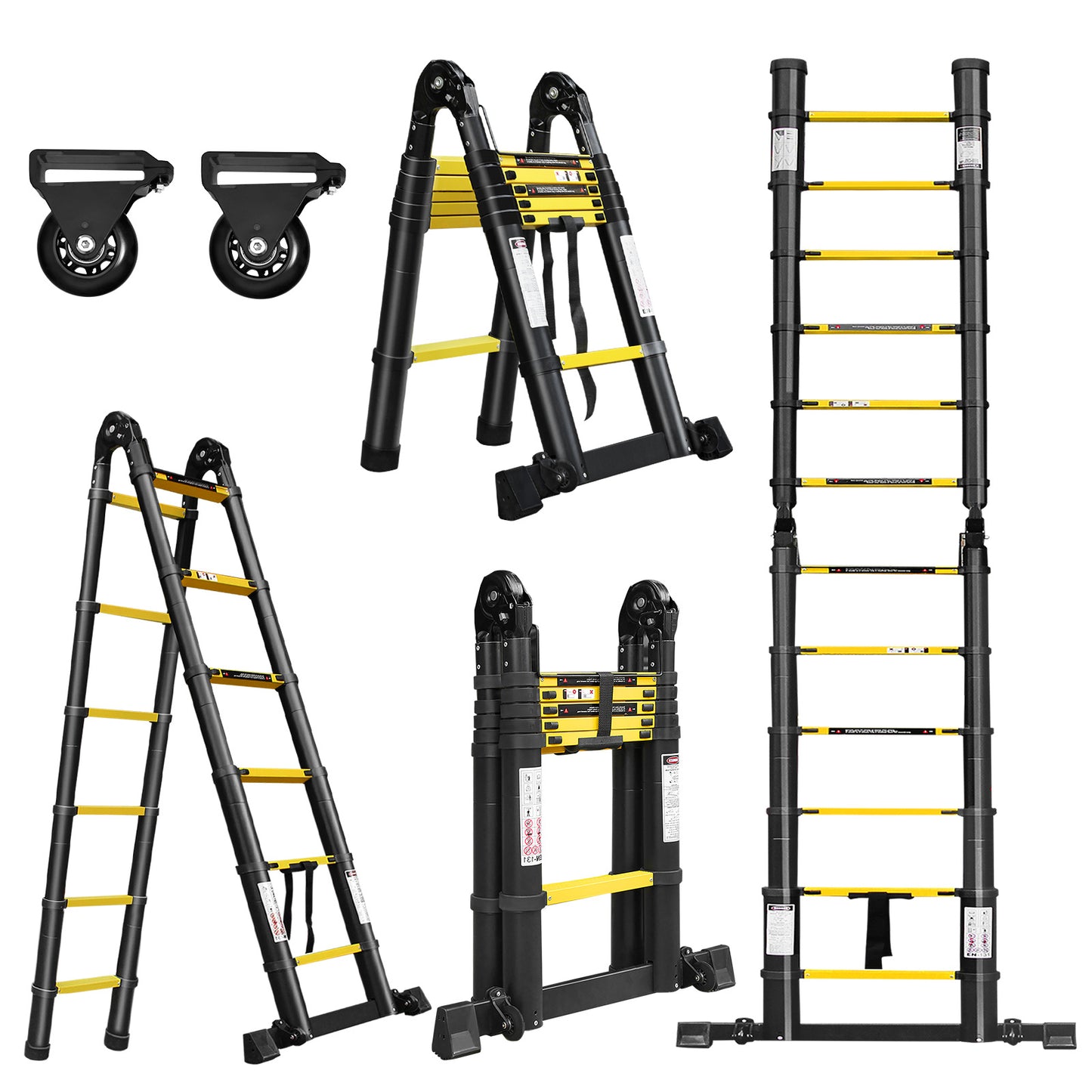 Versatile Aluminum Telescopic Ladder - Non-Slip, Extendable & Foldable for Easy Transport, Supports Up to 149.69 KG - Ideal for Workshops & Outdoor Use