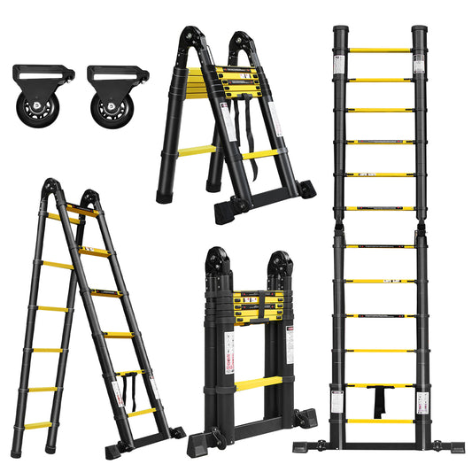 Telescopische Ladder – Telescoopladder – Uitschuifladder – Vouwladder – Aluminium Ladder – Uitschuifbaar en Opvouwbaar – Max. Belastbaarheid 150 kg