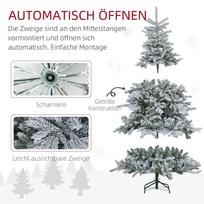 Kunstkerstboom – Nephierboom – Kerstboom Decoratie – Winterboom – Sfeervolle Boom – 180 cm Hoog – Vol Met Sneeuwvlokken – Makkelijk Montage & Vlamvertragend