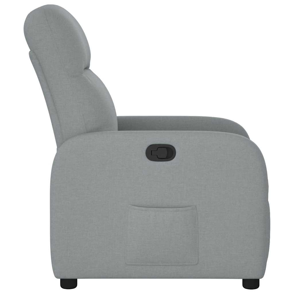 Fauteuil – Relaxstoel – Zitzak – Lounge Stoel – Leunstoel – Lichtgrijs – Stofbekleding – Verstelbare Rugleuning – Houten Frame