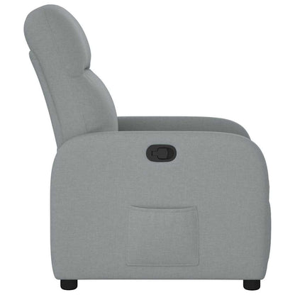 Fauteuil – Relaxstoel – Zitzak – Lounge Stoel – Leunstoel – Lichtgrijs – Stofbekleding – Verstelbare Rugleuning – Houten Frame