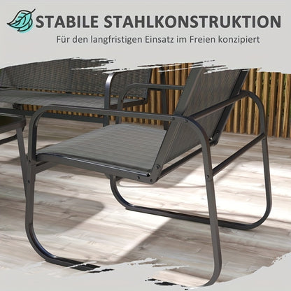 Tuinset – Tuinmeubelset – Balkonset – Patio Meubilair – Buitenmeubelset – Zwart Metalen Frame – Weerbestendig & Compact