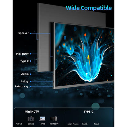 Draagbare Monitor – Portable Scherm – Tweede Scherm – Gaming Monitor – 18 Inch – 2560x1600 QHD – 144Hz Verversingssnelheid – FreeSync HDR – IPS Mat Display