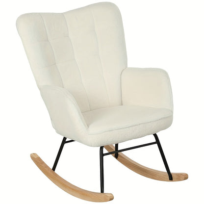 Rocking Chair, Armchair, Nursing Chair, Rocking Chair with Armrests, Padded Seat for The Living Room And Bedroom, Modern Armchair with A High Backrest, Balcony, Fabric And Wooden Runners, Load Capacity Up to 120kg, Chair Livi