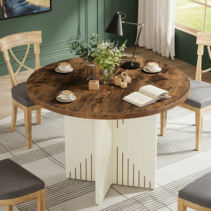 Ronde Eettafel – Eettafel Rond – Tafel Met Centrale Poot – Ronde Tafels – Keukentafel Rond – 100 cm Diameter – Stevige Kruisvoet & Krasbestendig Tafelblad