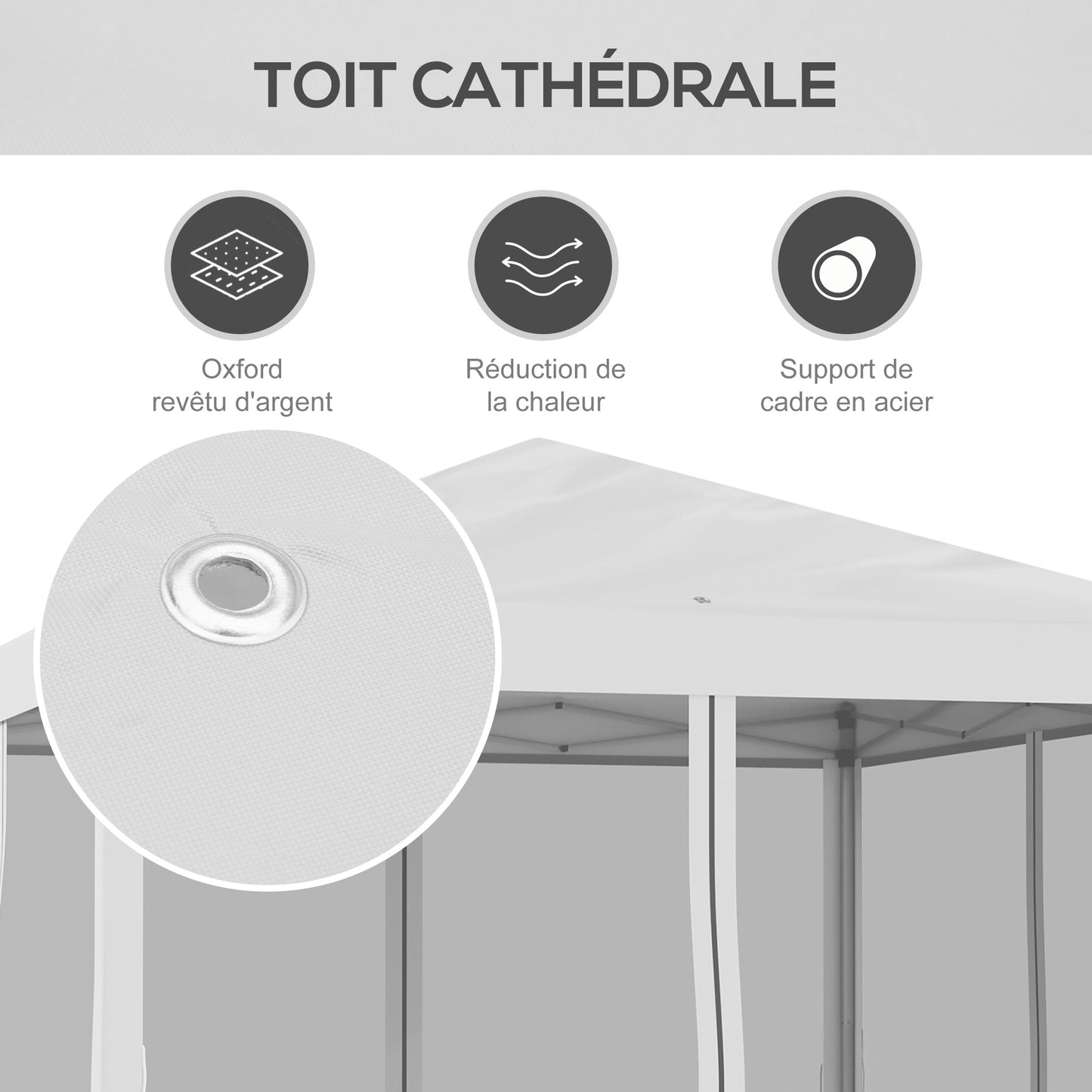 Tuinpaviljoen – Tuinoverkapping – Tuinkap – Prieel – Partytent – Crème Kleur – Pop-Up Systeem – 3x3 Meter Met Muskietennetten