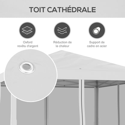 Tuinpaviljoen – Tuinoverkapping – Tuinkap – Prieel – Partytent – Crème Kleur – Pop-Up Systeem – 3x3 Meter Met Muskietennetten