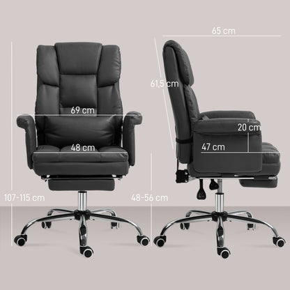 Bureaustoel – Ergonomische Stoel – Office Chair – Computerstoel – Kantoorstoel – Verstelbare Hoogte 48-56 cm – Kantelbare Rugleuning en Ingebouwde Voetensteun – Zwart