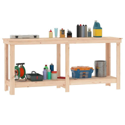 Werkbank – Werktafel – Klusbank – Houten Werkplek – Opbergmeubel – Stevig Massief Vurenhout – Groot Werkblad 180x50 cm