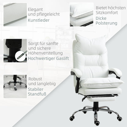 Bureaustoel – Office Chair – Draaistoel – Kantoorstoel – Gaming Stoel – Verstelbare Zithoogte – Ingebouwde Voetensteun – Kunstleer – Zwart