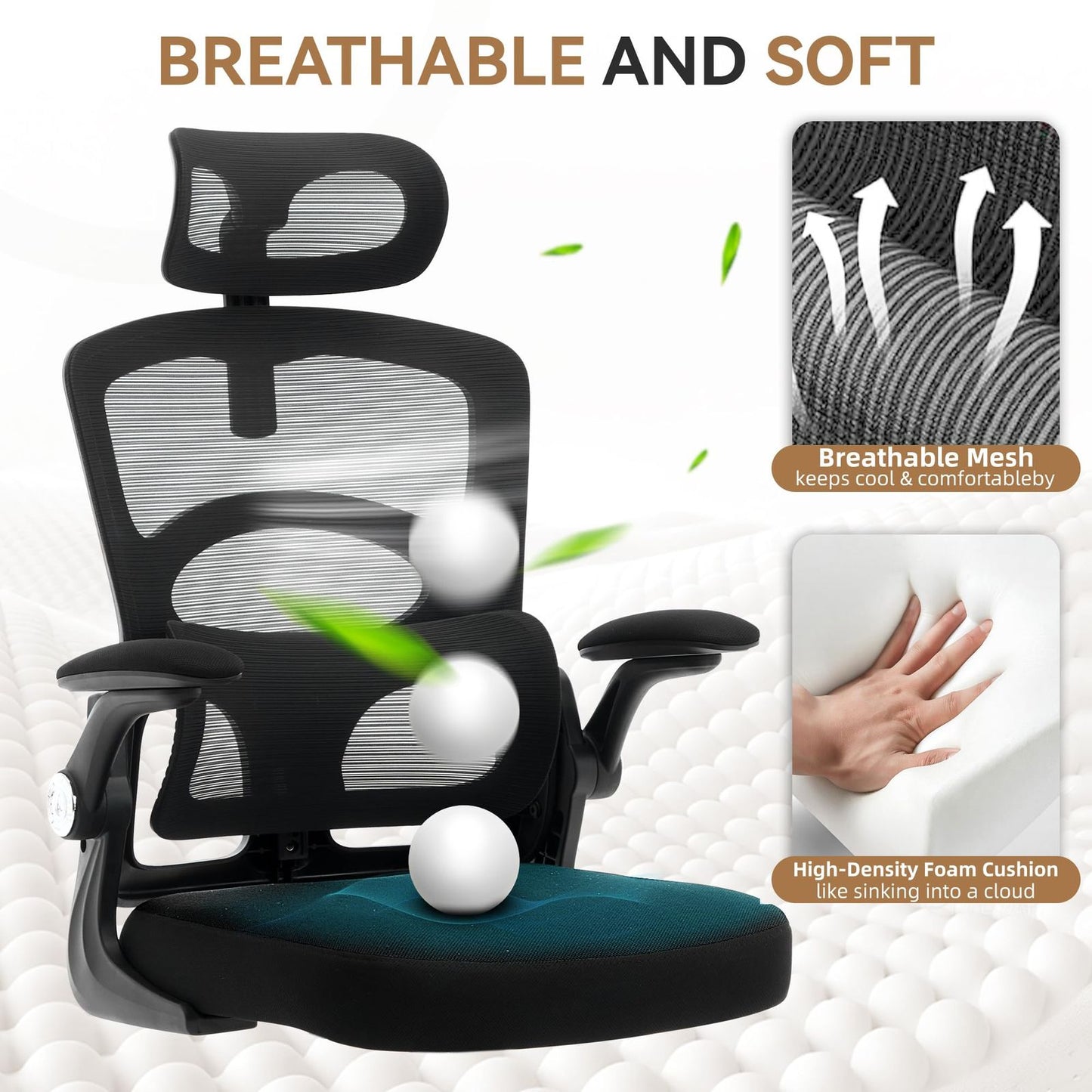 Ergonomische Bureaustoel – Bureaustoel Met Hoge Rugleuning – Draaistoel – Gamingstoel – Computestoel – Ademend Mesh – Verstelbare Hoofdsteun – Stabiel Metalen Frame