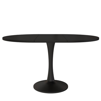 Uitbreidbare Ovale Tafel – Eettafel – Koffietafel – Werktafel – Tafeltje – Zwart MDF – 100-140 cm Lengte – Stevig Tot 100 kg