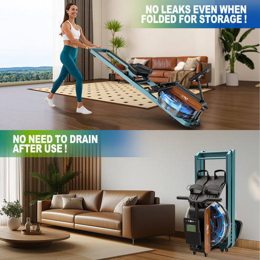 Rowing Machine for Home, Water Rowing Machine with Bluetooth Monitor, Foldable Rowing Machine, Rowing Machines with Adjustable Table Holder, 160 Kg Weight Capacity