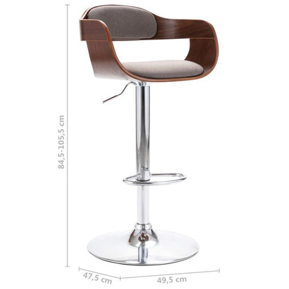 Modern Square Plywood Bar Stool with Taupe Fabric -Like Backrest - Sturdy Particle Board-like, Easy Assembly, Square Footrest - Counter Height Chair, Bar, Cafe (No Soft Padding, Durable Wood Furniture