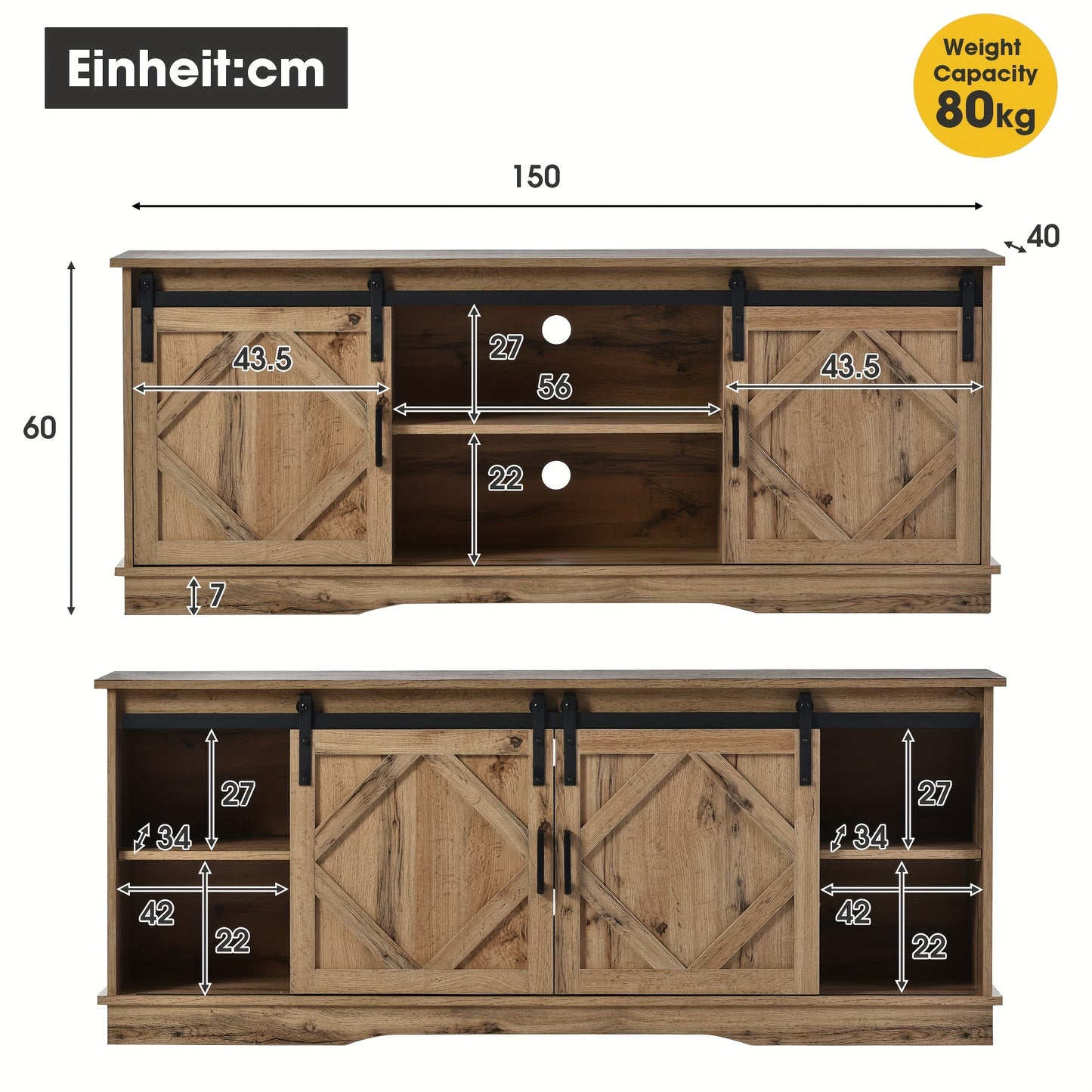 Dressoir – Ladekast – Opbergkast – Buffetkast – Hoekkast – Hardhout Met Rattan Deuren – 2 Lades – Met Metalen Handgrepen