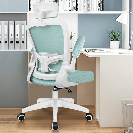 Ergonomische Bureaustoel – Kantoorstoel – Gamestoel – Werkstoel – Draaistoel – Verstelbare Rugsteun – Hoog Belastbaar Metaalframe – Lichtblauw