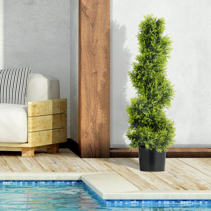 Kunstcipres – Kunstplant – Nepplant – Kunstboom – Groene Plant – Onderhoudsvrij – 90 cm Hoog – Spiraalvormige Kunstplant in Pot