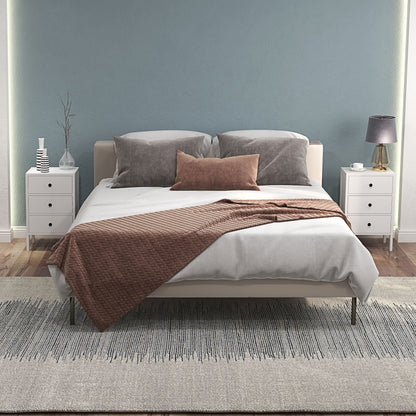 Nachtkastje – Bedtafel – Bijzettafel – Nachtkast – Dressoir – 2 Stuks Met 3 Lades – Wit Hout – Compact 40x30x64 cm