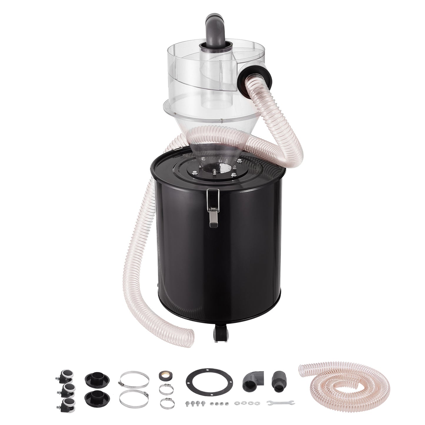 Stofafscheider – Cycloonfilter – Stofzuiger Voorafscheider – Stofvanger – Stofopvangtank – Transparant Ontwerp – 50L Metalen Tank