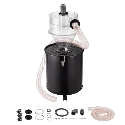 Stofafscheider – Cycloonfilter – Stofzuiger Voorafscheider – Stofvanger – Stofopvangtank – Transparant Ontwerp – 50L Metalen Tank